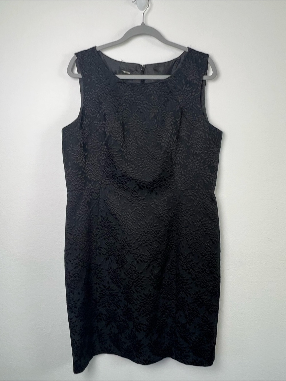 Talbots Black Floral Jacquard Sleeveless Sheath Dress Formal Wedding Evening